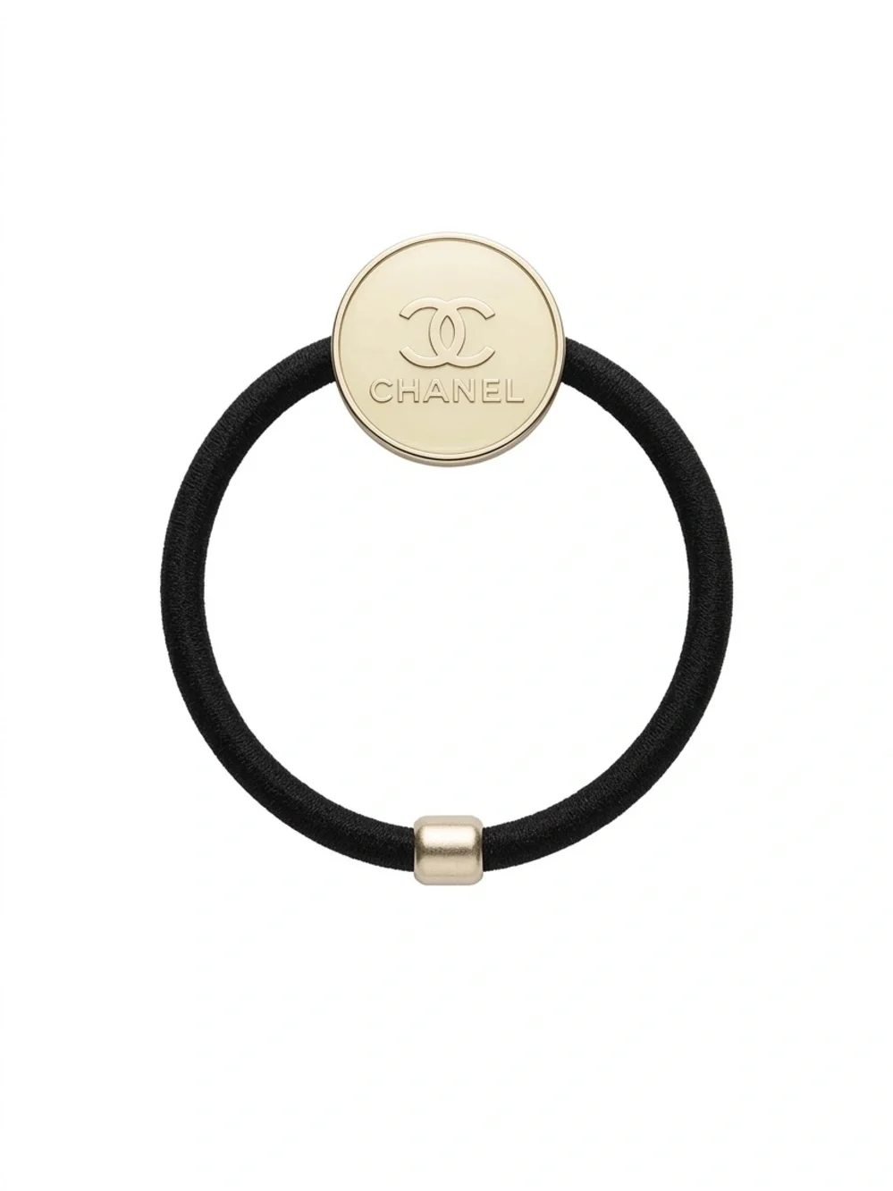 Black Elastic Bracelet with Gold CC Disc
